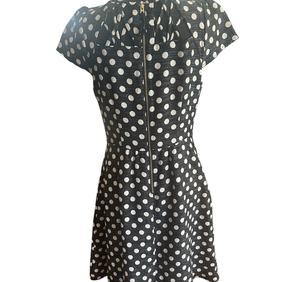 Maeve Retro Inspired Black and White Polka Dot Dress with Flutter Sleeve - Picture 8 of 12